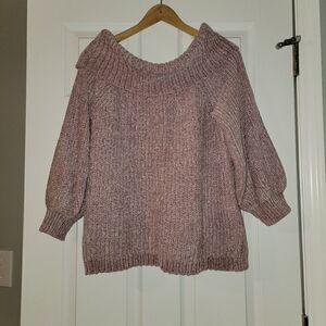 Pink Rose Chenille Cowl  Sweater Size medium